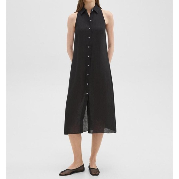 Theory Halter-Neck Hemp Shirt Dress Size Small - Picture 1 of 4